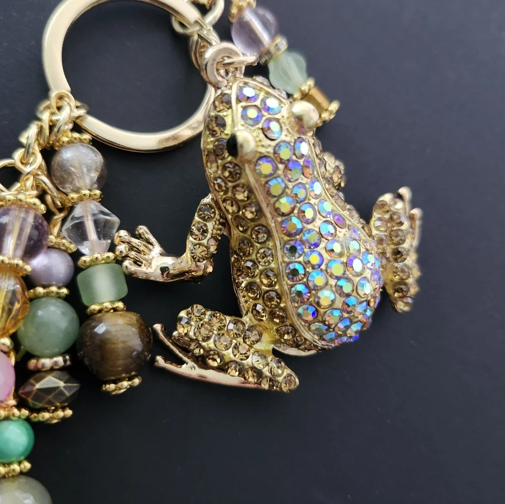 Frog Purse Charm or Keychain Aventurine Agate Tourmaline Handcrafted
